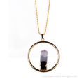 Gold Plated Amethyst Pendant Necklace Charm Pendulum